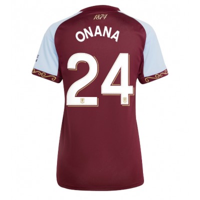 Ženski Nogometni dresi Aston Villa Amadou Onana #24 Domači 2025-26 Kratek Rokav Ženski Nogometni dresi Aston Villa Amadou Onana #24 Domači 2025-26 Kratek Rokav